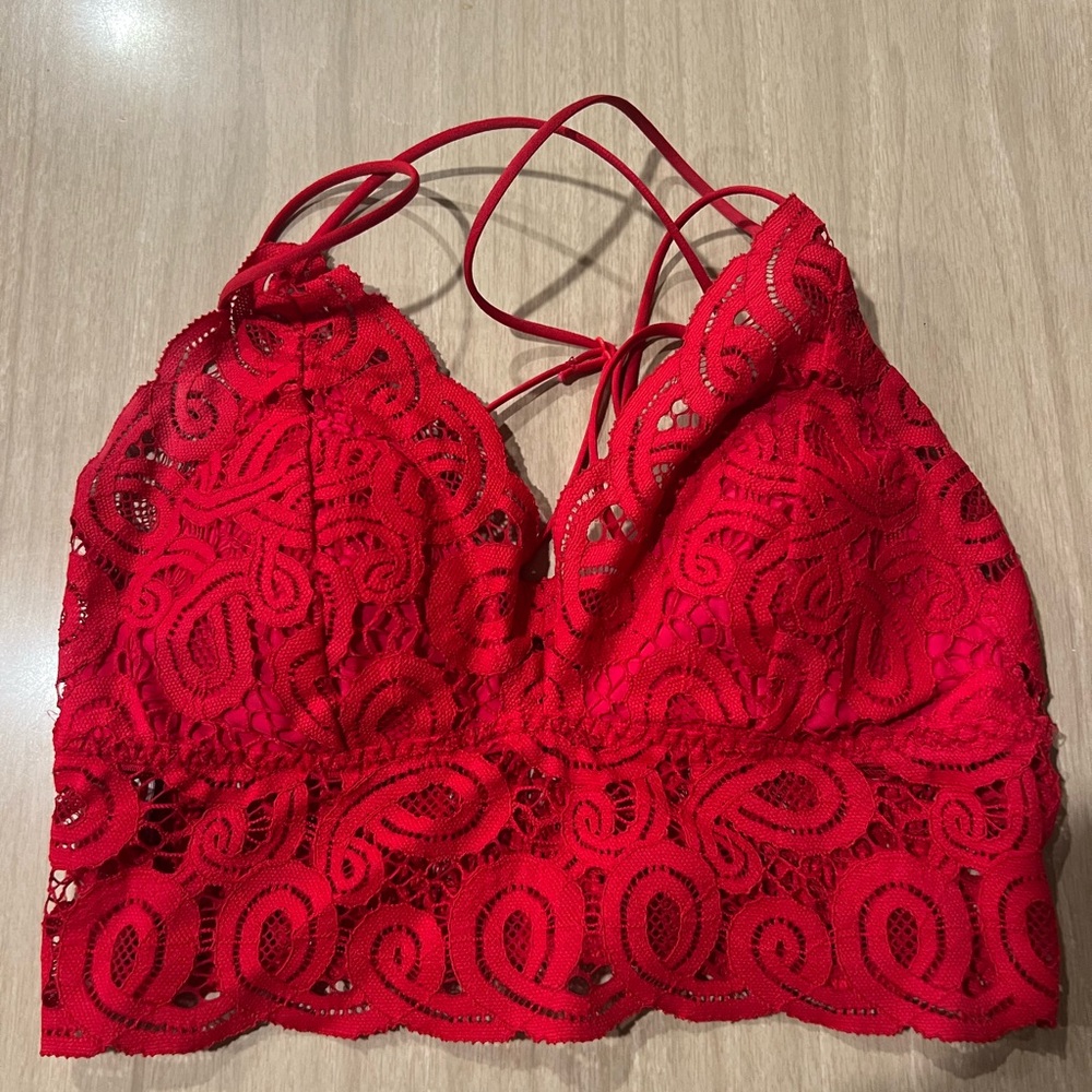 PINK Victoria's Secret Red Lace Bralette Small - Picture 1 of 3